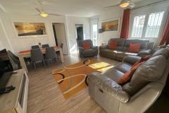 Townhouse with 3 bedrooms and 3 bathrooms in Vistabella (Vistabella Golf), Alicante.

Discover this charming townhouse in the sought-after Vistabella Golf community in Orihuela, Alicante.

Featuring three bedrooms and three bathrooms, the property offers a bright, open-plan living and dining area, a fully fitted kitchen, and a guest toilet on the ground floor. The upper levels include two spacious double bedrooms, a modern family bathroom, and a private solarium with open views—perfect for relaxing or entertaining. The fully converted underbuild adds extra versatility with its own bathroom and kitchen, ideal for guests or extended family.

The southwest-facing front garden is perfect for enjoying afternoon and evening sun, complemented by a private garage and a porch. Set within a well-maintained residential area, residents benefit from on-site amenities such as a supermarket, pharmacy, bakery, gym, and various bars and restaurants.

Built in 2004, this property combines comfort, lifestyle, and convenience in one of Costa Blanca’s most popular communities, offering a perfect blend of relaxed living and accessibility.

Bedrooms: 3
Bathrooms: 3
Build Size: 110 m2
Plot: 120 m2
Orientation: Southwest
Year of construction: 2004

Air conditioning
Storage room
Solarium
Terrace
Garage
Porch
Garden
Communal pool